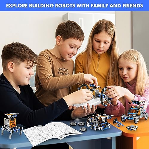 STEM 13-in-1 Education Solar Power Robots Toys for Boys Age 8-12 - color: Blue Gray