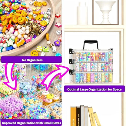 3-Tier Stackable Bead Organizer Box, 90 Small Containers and Lids - size: 3-Tier 90 Compartments