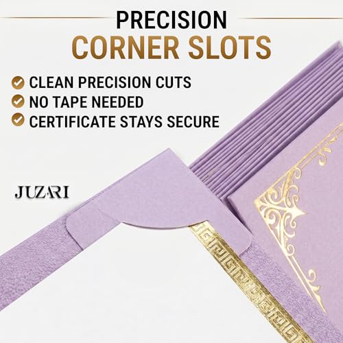 50 Pack Double Sided Certificate Holders 8.5x11 Purple - Heavyweight 300gsm Cardstock Diploma Holder - Dual Certificate Folder Letter Size Award Certificate for Graduation with Gold Foil Diploma Cover - color: Purple-Gold, size: 50 Pack
