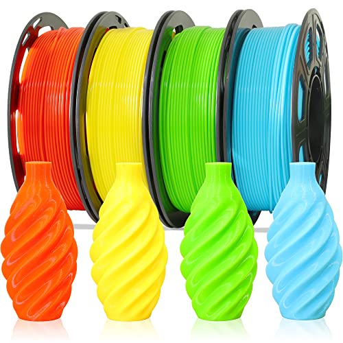 1.75mm 3D PLA Filament 4 in 1 Bundle: Yellow, Orange, Lime Green, Sky Blue, 4 Bright Colors Packed, Each Spool 250g, 4 Spools Packed, Total 1Kg 3D Printing Material by MIKA3D - color: Yellow+orange+lime Green+sky Blue