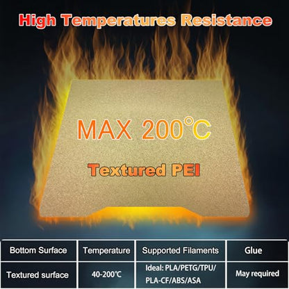 265x280mm Gold PEI Build Plate for Creality Hi Combo, Double Sided Textured PEI Flexible Spring Steel Platform Heated Printing Bed for Creality Hi Combo 3D Printer - size: 265x280mm