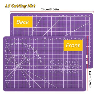 A5 Self-Healing Cutting Mat, Small Cutting Mat, Professional Double Sided Durable Cuttings Mats, Great for Hop Scrapbooking, Quilting, Fabric, Sewing Craft Projects (Mixed Colors, A5) - color: Mixed Colors