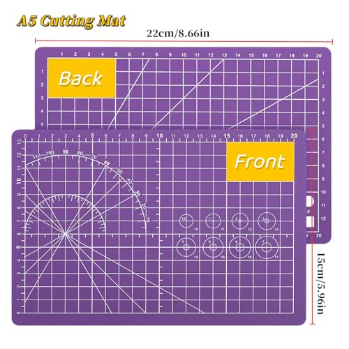 A5 Self-Healing Cutting Mat, Small Cutting Mat, Professional Double Sided Durable Cuttings Mats, Great for Hop Scrapbooking, Quilting, Fabric, Sewing Craft Projects (Black, A5) - color: Black