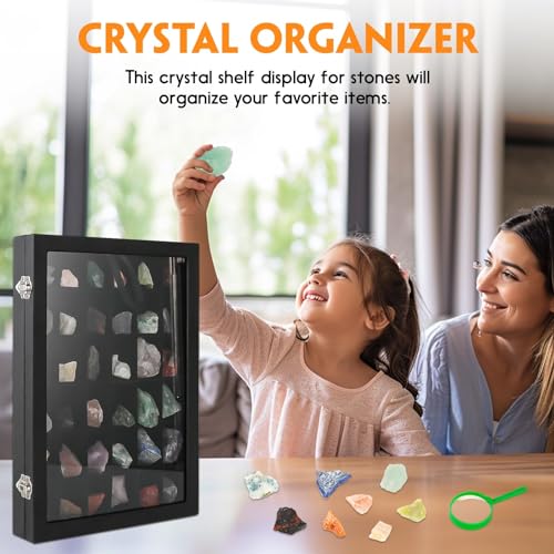 Rock Collection Display Case, 36 Grid Storage Organizer for Collectibles - size: 2 layers