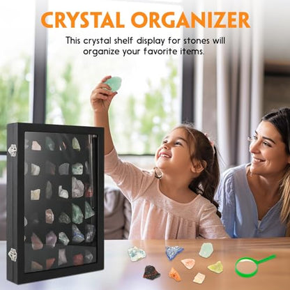 Rock Collection Display Case, 36 Grid Storage Organizer for Collectibles - size: 2 layers