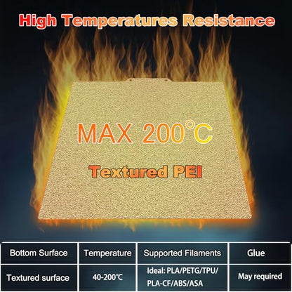 120x120mm Gold PEI Build Plate for Voron 0.1 0.2 V0.1 V0.2, Double Sided Textured PEI Flexible Spring Steel Platform Heated Printing Bed for Voron 0.1 0.2 V0.1 V0.2 3D Printer - size: 120x120mm