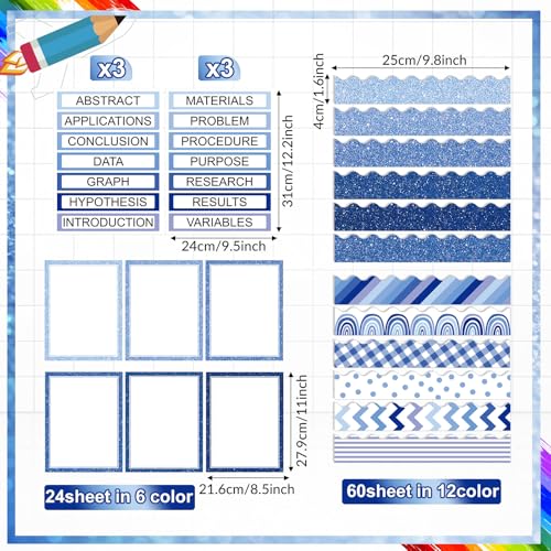 Fuyoooo 90 Pcs Science Fair Board Supplies, Glitter,Blue - style: Glitter,Blue