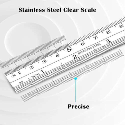 Steel Rulers 6 8 12 inch Imperial Metric Systems Thick Metal Deeper Clear Scale School Students Drafting Architect Carpenter Engineer Measuring Tool - size: 6,8,12 inch