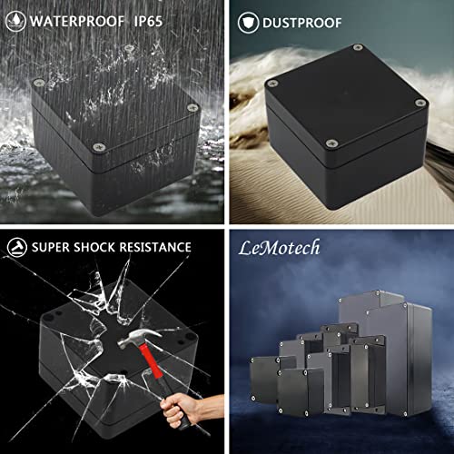 LeMotech ABS Plastic Electrical Project Case Power Junction Box, Project Box Black 3.27"x3.19"x2.2"(83 x 81 x 56mm)(Pack of 2) - color: Black (2 packs), size: 3.27" x 3.19" x 2.2"