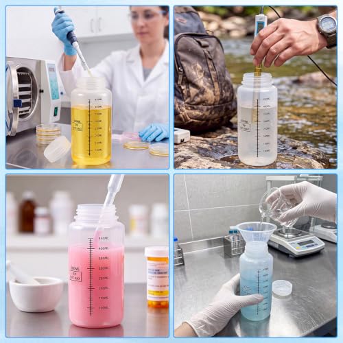 4 Pcs 16 oz Wide Mouth Plastic Bottles, PP Liquid Containers - size: 16 Ounces