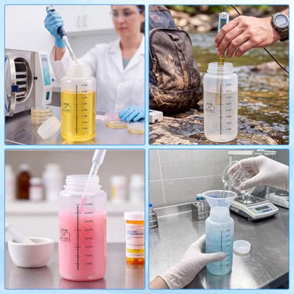 4 Pcs 16 oz Wide Mouth Plastic Bottles, PP Liquid Containers - size: 16 Ounces