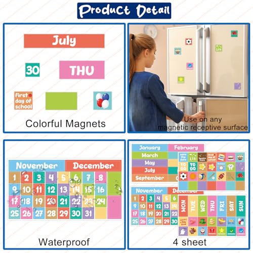 Calendar Magnets Classroom Magnetic Calendar Numbers 95Pcs Whiteboard Month Week Holiday Magnets Labels Home Office School Classroom Supplies