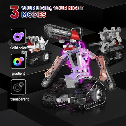 Resosese 5 in 1 STEM RC Robot Building Kit for Boys, APP & Remote Control Erector Set RC Toys for Kids Blocks 419 Pcs, DIY Build Science Educational Gift for Age 6 7 8 9 10 11 12+ Boys & Girls