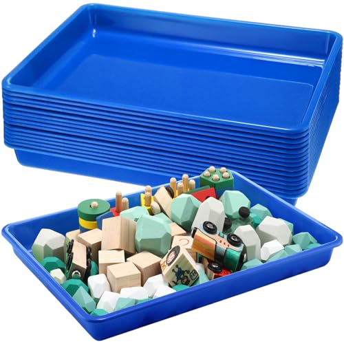 Maitys 15 Pack Plastic Art Trays 12 x 16 Inch Sensory Trays, Blue - color: Blue
