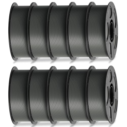 ANYCUBIC High Speed 3D Printer Filament 1.75mm Bundle, Rapid PLA Filament with High Prints Quality, Dimensional Accuracy +/- 0.02mm, 1KG Reusable Spool, 10 Pack Texture Grey - color: 10*1kg Texture Grey