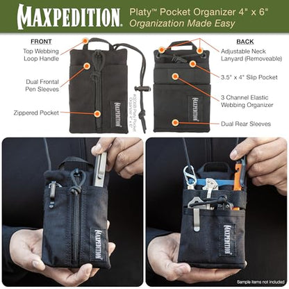 Maxpedition Platy Pocket Organizer, EDC Tool Pouch, Neck Wallet - color: Black, size: 4" x 6"