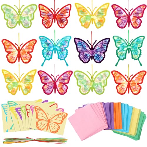 Eersida 32 Pcs Butterfly Suncatcher Craft Kit, Summer Butterflies for DIY - style: Butterfly Style