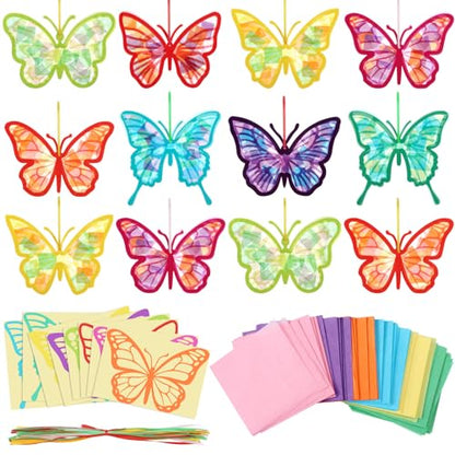 Eersida 32 Pcs Butterfly Suncatcher Craft Kit, Summer Butterflies for DIY - style: Butterfly Style