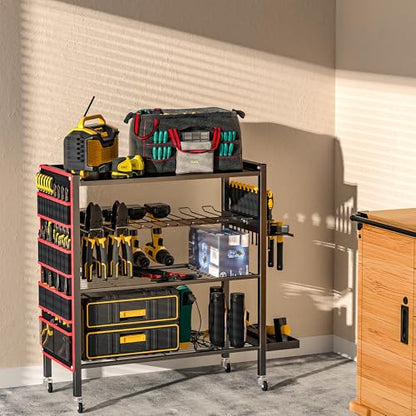 Ultrawall Power Tool Organizer Cart, Rolling Tool Storage Stand with Wheels