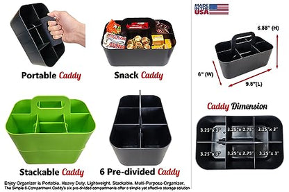 Small Stackable and Portable Simple 6-Compartment Caddy - Made In USA (Green) - color: Green