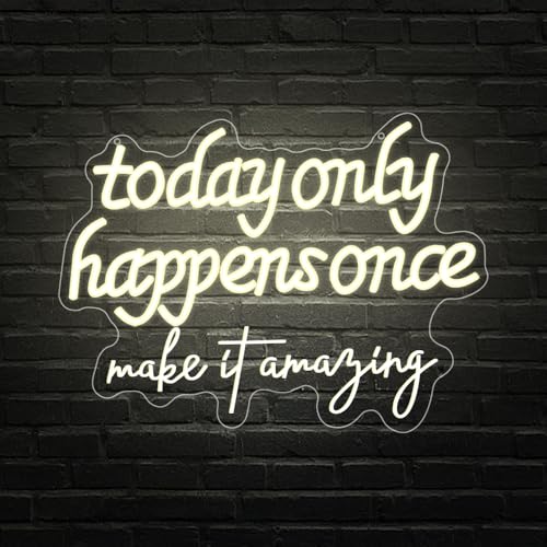 Today Only Happens Once Make It Amazing Neon Sign, Adjustable Brightness Make Today Amazing Led Neon Signs for Wall Decor,Inspirational Letters Light up Signs for Bedroom,Birthday,Office Classroom - color: LB-TodayOnlyHappensOnce