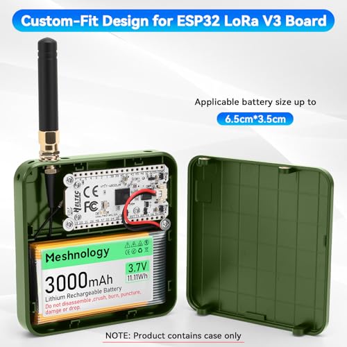 Heltec V3 Case for ESP32 LoRa V3 Development Board Custom Meshtastic Case with Antenna Port and Charging Slot (N32 Plus, Green) - color: Dark Green