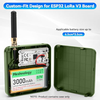 Heltec V3 Case for ESP32 LoRa V3 Development Board Custom Meshtastic Case with Antenna Port and Charging Slot (N32 Plus, Green) - color: Dark Green