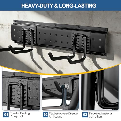 49.5'' Garage Tool Organizer Wall Mount Load 520Lbs with Heavy Duty 14Hooks - size: 49.5''-17Pack