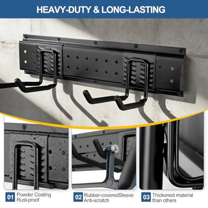 49.5'' Garage Tool Organizer Wall Mount Load 520Lbs with Heavy Duty 14Hooks - size: 49.5''-17Pack