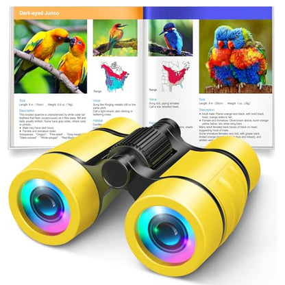 Toys for 3-7 Year Old Girl Boy: LET'S GO! Bird Watching Binoculars for Kids Ages 3 4 5 6 7 Year Old Girls Boys Outside Learning Toy for Kid Christmas Preschool Gift Toddler Binoculars Toy Stuffers - color: Yellow