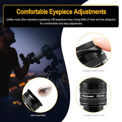Astromania Telescope Eyepiece 20mm, Wide Angle 58° Planetary Eyepiece 1.25" - size: 20MM