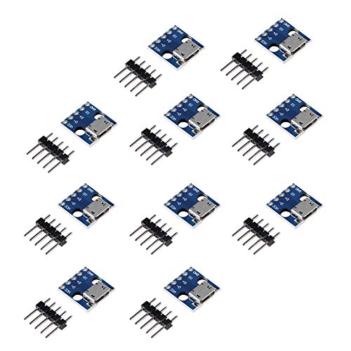 10pcs Female Micro USB to DIP 5-Pin Pinboard, 2.54mm Micro USB Type Interface Power Adapter Board 5V Breakout Module