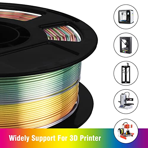 BBLIFE Silk Shiny Multi Color Fast Change Rainbow PLA Filament, 1kg 2.2lbs 1.75mm 3D Printing Material, Widely Support for FDM 3D Printer, Easy to Print - color: Rainbow