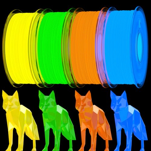 95A TPU 3D Printer Filament Bundle,Glow in The Dark 250g 4 Spools - color: Blue+green+orange+yellow