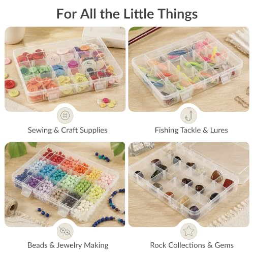 MREEYFILL 6-Pack 18-Grid Clear Plastic Compartment Organizer Box 8x6x1