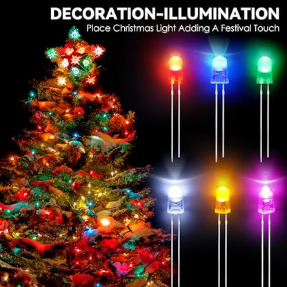 500pcs 10 Colors 5mm LED Light Diode, 20M Copper Foil Conductive Tape