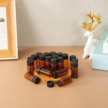 5ml Amber Small Glass Vials 100pcs with Screw Caps(100pcs) - color: Amber, size: 5ml 100pcs
