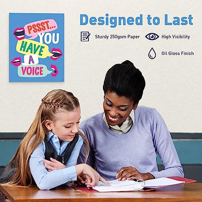 Sweetzer&Orange Set of 8 Diversity Posters for Learning Space - Inclusion Prints & Decorations - School Counselor Office Design - Everyone is Welcome Here Sign - High School Learning Decor - Safe Space Sign