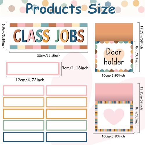 ZOIIWA 81 Pcs Boho Classroom Jobs Bulletin Board Set Class Job Chart - style: Boho