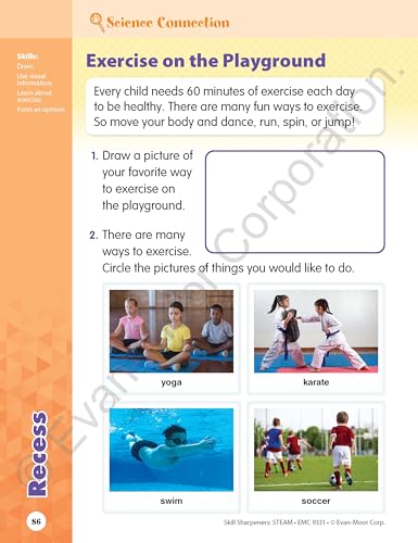 Evan-Moor Skill Sharpeners STEAM Workbook, Grade 1, Science, Technology, Engineering, Art, Math, Hands On Activities, Helping Others, Collaboration, Solve Real World Problems, Puzzles, Homeschool