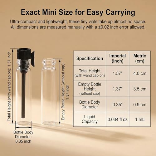 24 Pcs 1ml Empty Mini Glass Perfume Sample Vials,Refillable Liquid Containers Perfume Sample Bottles with Clear Plastic Rod Caps for Essential Oils Aromatherapy Fragrance - color: Transparent