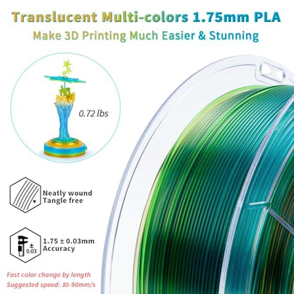 ZIRO Fast Color Change PLA, Transluent Filament 1.75mm, Crystal Wave - color: Cyrstal Wave