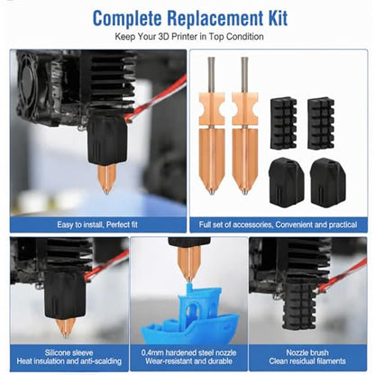 AD5X Nozzle（2pcs） for 3D Printer Extruder, Precision 3D Printer Nozzle Replacement, Durable Extruder Accessory for Additive Manufacturing & Industrial 3D Printing Applications