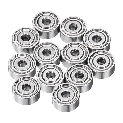 uxcell 12Pcs MR72ZZ Small Bearing, 2mm ID 7mm OD 3mm Width Double Shielded Deep Groove Ball Bearings for Electric Motor Skateboards 3D Printer, (ABEC 5) - size: MR72ZZ