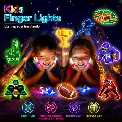 24 Pcs Football Party Favors LED Finger Lights Toys for Kids Ages 3-12 - style: Football