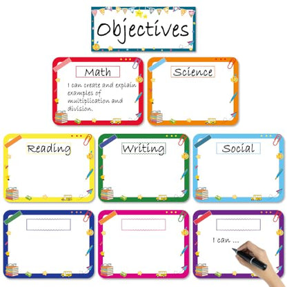 Classroom Learning Objectives Board, 9pcs Magnetic Schedule Display - style: Landscape Whiteboard
