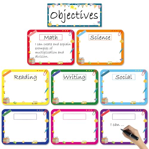 Classroom Learning Objectives Board, 9pcs Magnetic Schedule Display - style: Landscape Whiteboard