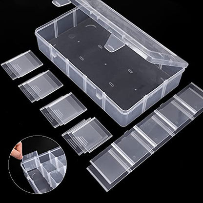 Bead Organizer Storage 3 Pack 15 Grid Clear Plastic Tackle Box Adjustable - size: 3pcs