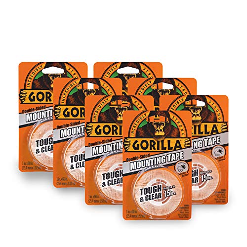 Gorilla Tough & Clear; Double Sided Mounting Tape; Weatherproof; 1" x 60"; Clear; (Pack of 7) - size: 7 Pack