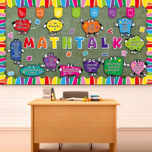 Honoson 54 Pcs Math Bulletin Board Set, Math Talk Bulletin Boards, Colorful - style: Colorful